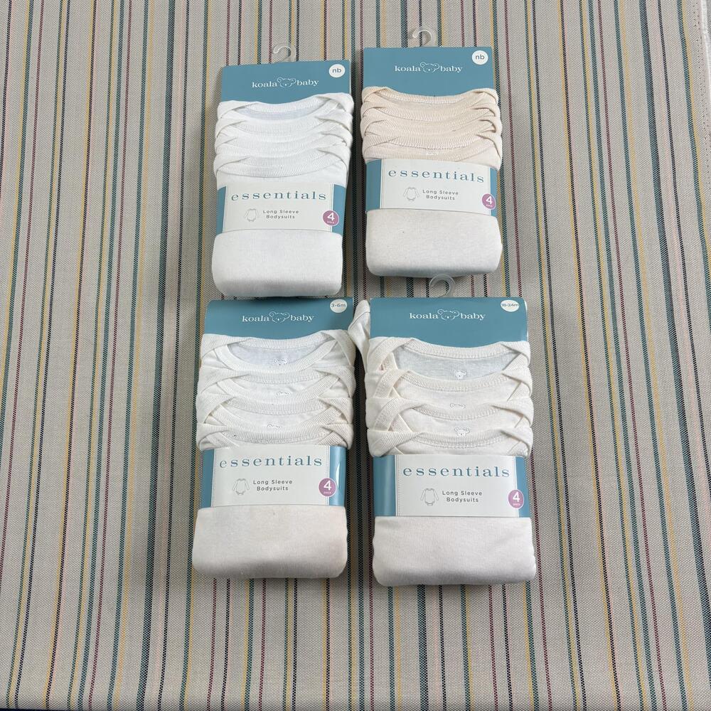 Koala Baby Bodysuits Baby Boys Newborn White Essentials Long Sleeve 4 Pack Set